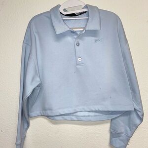 NWOT DKNY Sky Blue Cropped Polo Sweatshirt